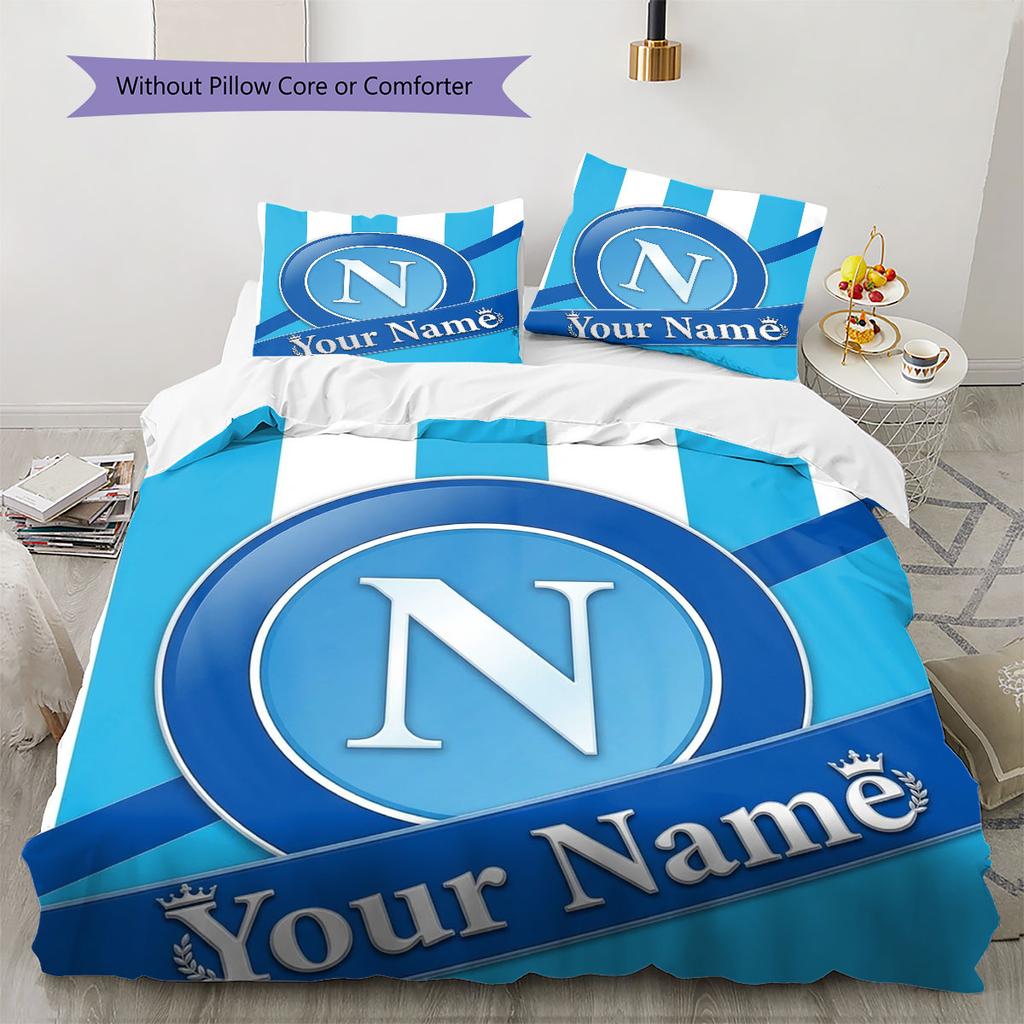 SSC Napoli Custom Name Pattern Bedding,Quilt Set Quilt Cover Pillowcase Home Birthday Gift(1 * duvet cover + 2 * pillowcase, without core)