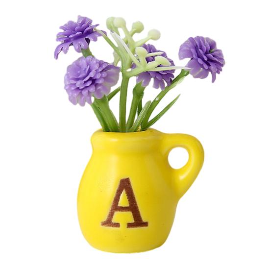 Mini Ceramic Vase Refrigerator Magnet with Fake Flower DIY MAMA MOM Letter 3D Miniature Flower Vase Fridge Magnet Decoration Mother's Day Gift