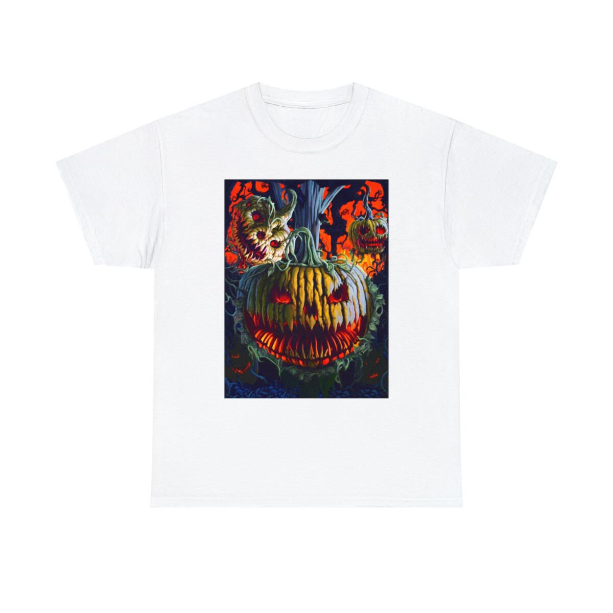 Halloween Haunted Pumpkin Patch Unisex Heavy Cotton Tee Shirt S разноцветный