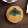 Creative Epoxy Resin Transparent Bamboo Round Tea Coaster Cup Holder Potholder Kung Fu Tea Set Tea Ceremony Accessories Supplies