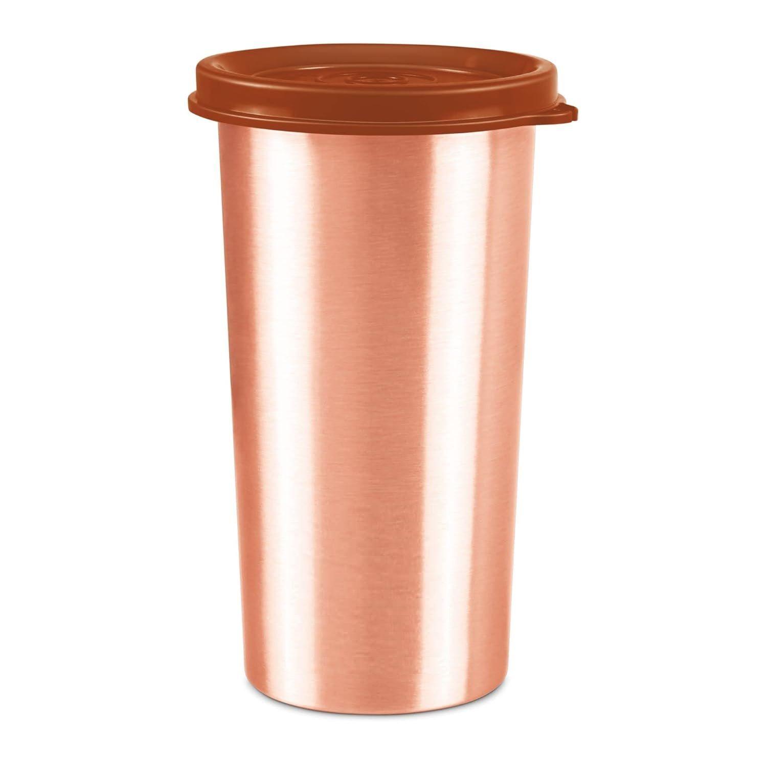 

Медный стакан для питьевой воды с крышкой, 1 шт., 480 мл, Медь | 100% герметичный | Офис | Спортзал | Йога | Дом | Кухня | Походы