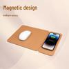 Foldable PU Leather Wireless Charging Mouse Pad with Detachable Magnetic Phone Stand