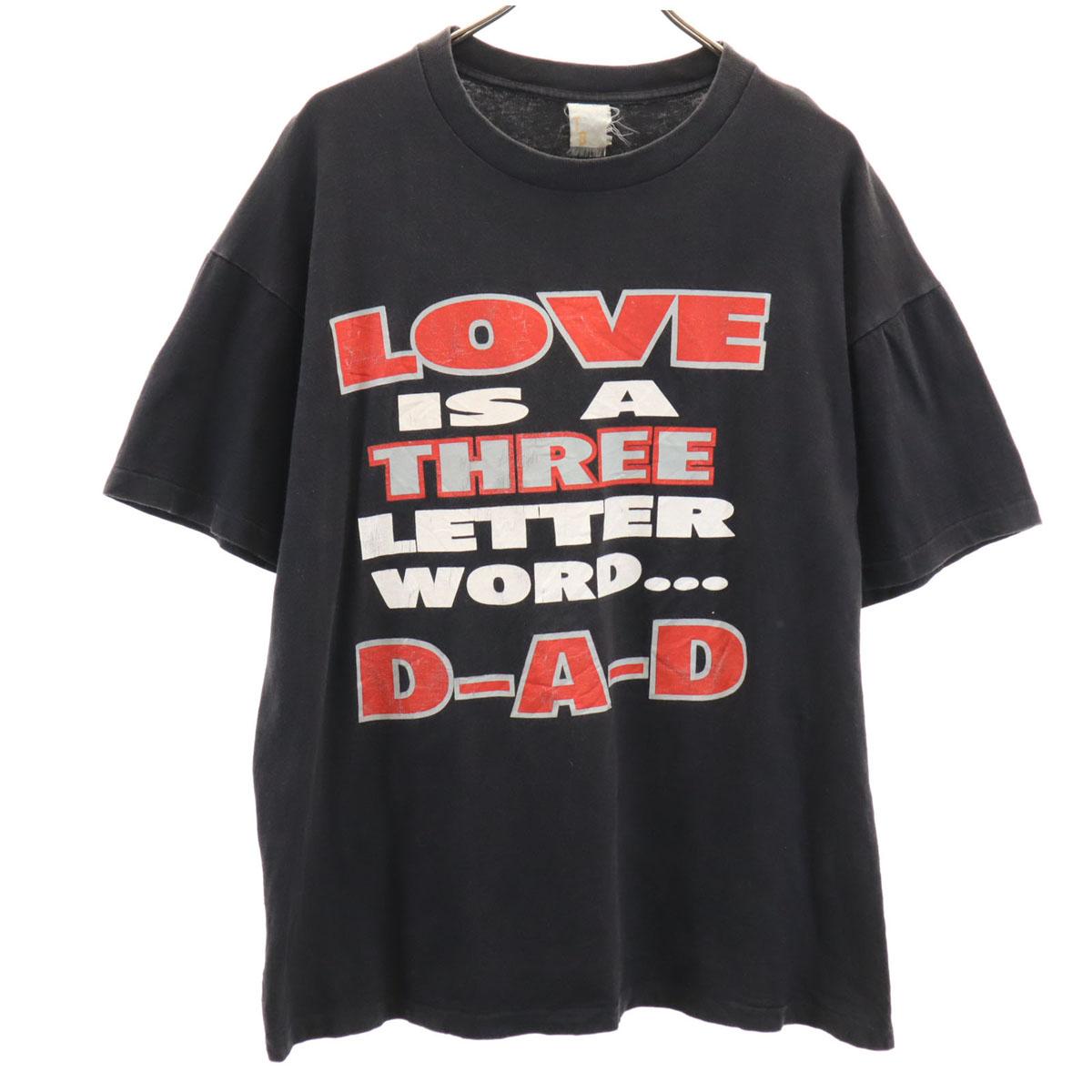 

OLD 90s Single stitch Short sleeve Print T-shirt black Men s Used