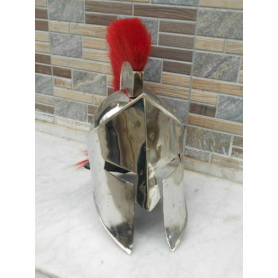 Middelaldersk spartansk gresk 300 rustningsstålhjelm King Leonidas sca/larp med plume