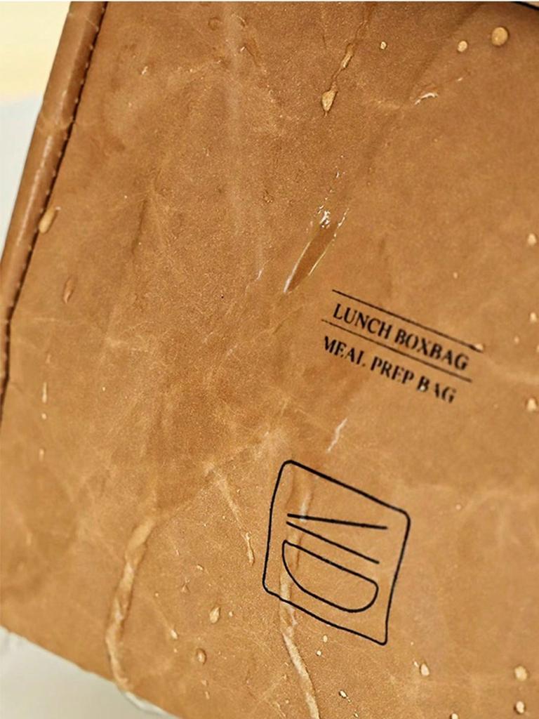 Heavy-Duty Waterproof Kraft Paper Lunch Box Bag Kid-Friendly Picnic Tote Handheld Carry Bag Student & Office Worker Lunch Bag