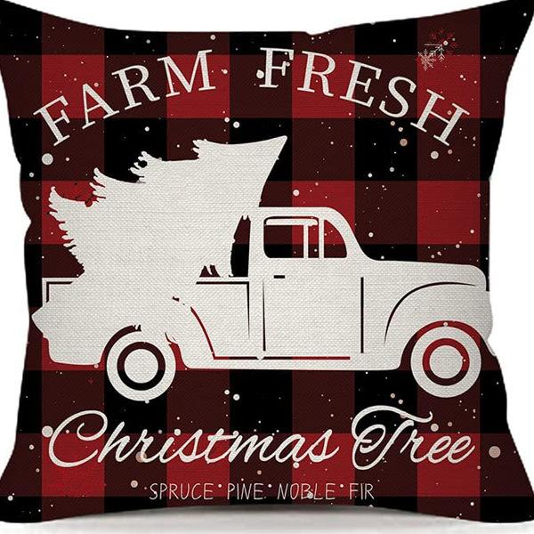 Christmas Pillowcase Linen Print Elk Snowman Home Decoration Sofa Cushion Cover
