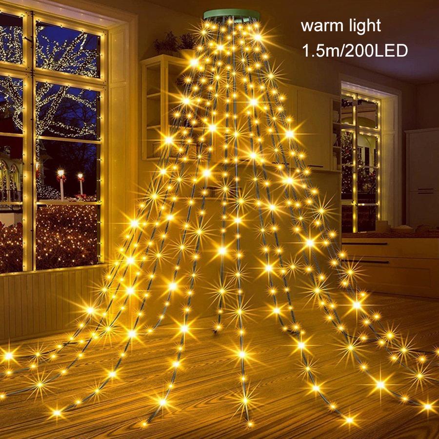 

LED Ring Tree Top Light Christmas Tree Light Low Voltage Five-Pointed Star Waterfall Hanging Tree Flowing Water Light String