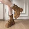 Fashion Women Fashion Boots 2025 Autumn Winter New Belt Buckle Height Increase Motorcycle Boots Comfortable Luxury Non Slip Short Boots