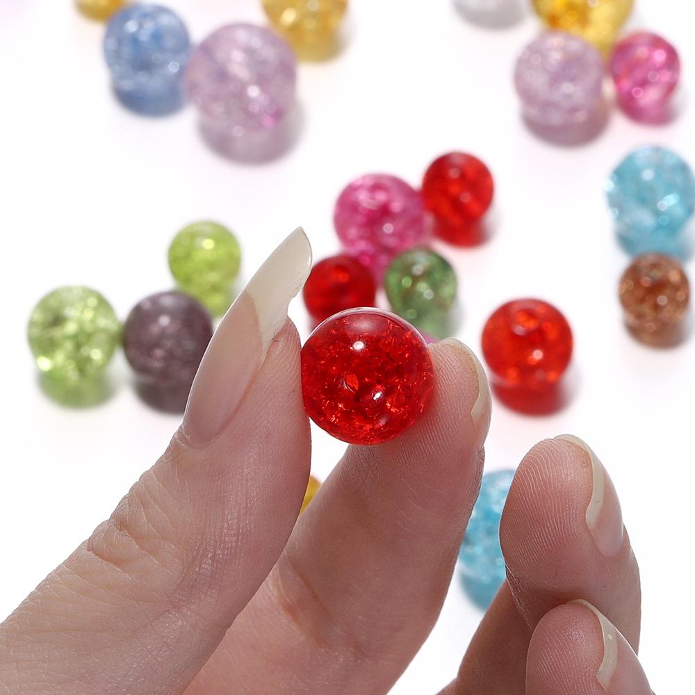 20-30pcs 8/10/12mm Cracked Crystal Acrylic Beads Colorful Loose Spacer Bead for Jewelry Making Charm Beads DIY Bracelet Necklace