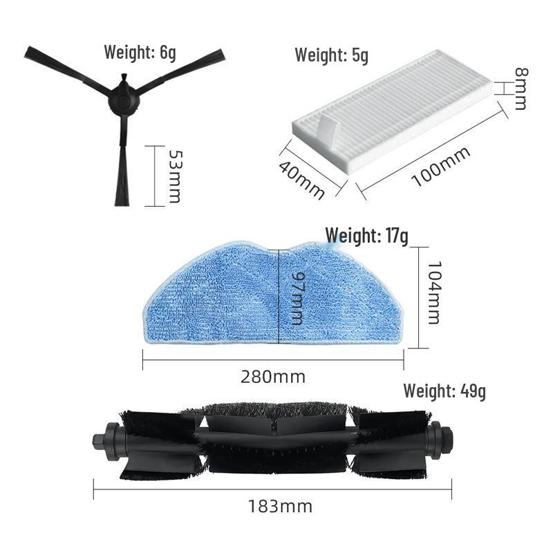 Kompatibles Zubehör für 360 Kehrroboter S8/S8 PLUS: Hauptbürste, Walzenbürste, Seitenbürsten, HEPA-Filter, Wischmopp