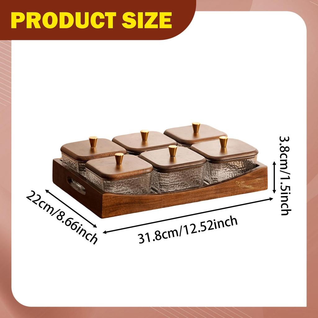 Compartmentalized Serving Tray for Dried Fruit, Sturdy, Portable, Multifunctional, Dustproof,