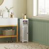 Bathroom Floor Cabinet, Bathroom Storage Unit with Louvered Door, Open Shelf, Adjustable Shelf, White, 22 x 20 x 75 cm