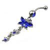 Three Pendant Button Butterflies Belly Navel Barbell Bar Ring Body Piercing Jewelry