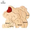 Elephant Family Wooden Art Puzzle DIY Cute Family Member Elephant Puzzle Tabletop Decoration Mother's Day Father's Gift Warm Gif