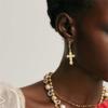 Cross Necklace Set Women's Shell Pearl Personalized Minimalist Necklace Punk Style Cross Gold-plated Color Preservation