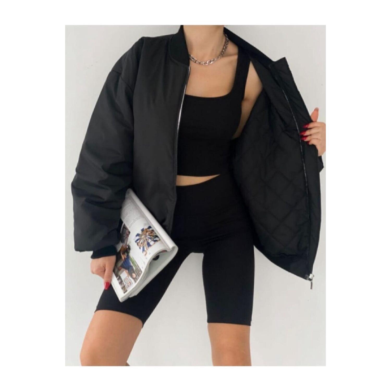 

Черный бомбер унисекс оверсайз