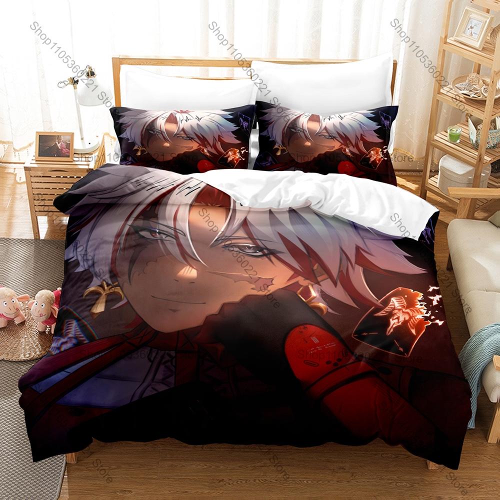 Scar WuWa 3PCS Bedding Set Wuthering Waves Anime Print Soft Microfiber Duvet Cover Pillowcase Heterochromatic Eyes Character