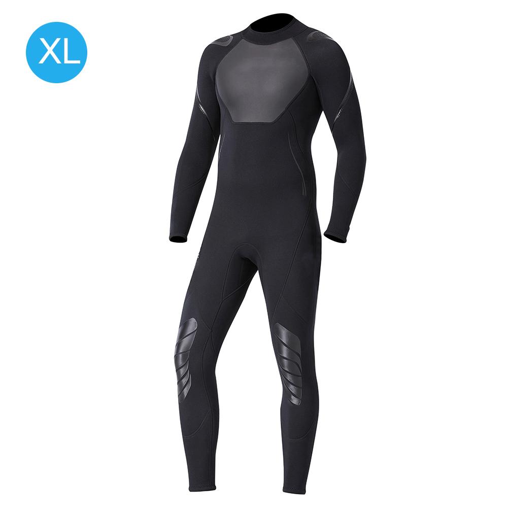 WS-19491 3mm Men Women One Piece Neoprene Nylon   Sleeve Wetsuit Swim Diving Suit(Man Black M)