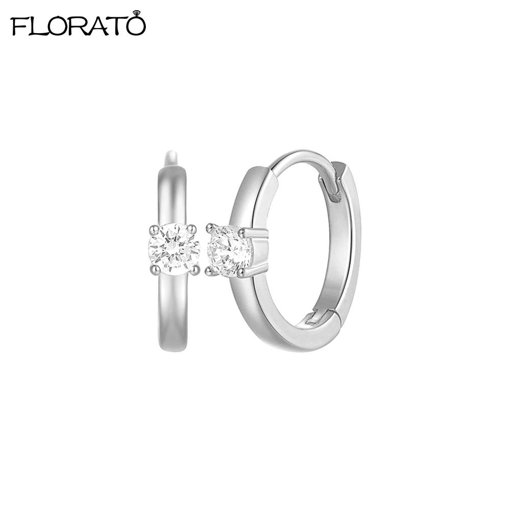 Ins Minimalism Round Zircon Earrings 925 Sterling Silver Needle Gold Color Small Hoop Earrings for Women Trend Piercing Jewelry