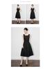 French High-End Square Neck Sleeveless Midi Dress with Waist-Gathering