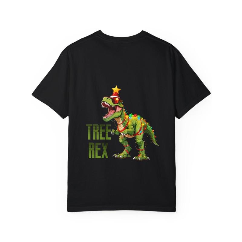 Rundhals T-Shirt Weiß Baum Rex Dinosaurier Weihnachtsdesign Feiertagsparty Freizeitkleidung
