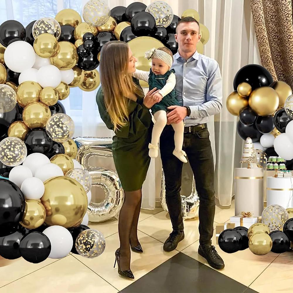 2026 New Year Decor Balloons Garland Black White Gold Confetti Balloon Arch Kit Home Birthday Party  Wedding Decoration Globos