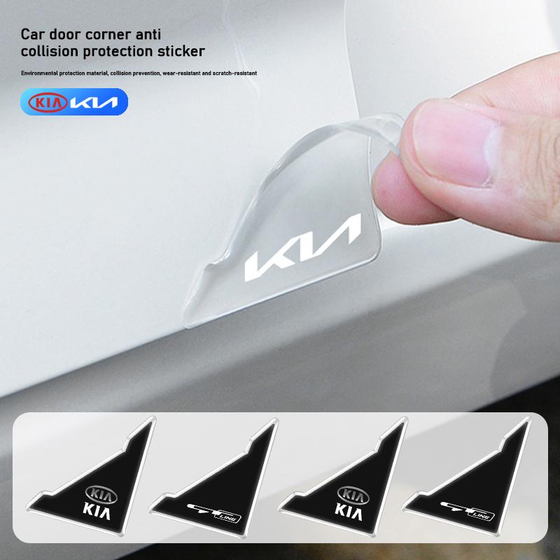 4Pcs Car Door Corner Anti-collision Protective Covers Stickers For KIA Ceed EV6 RIO Stonic K9 Sorento Stinger Niro Cadenza Soul ulsap11