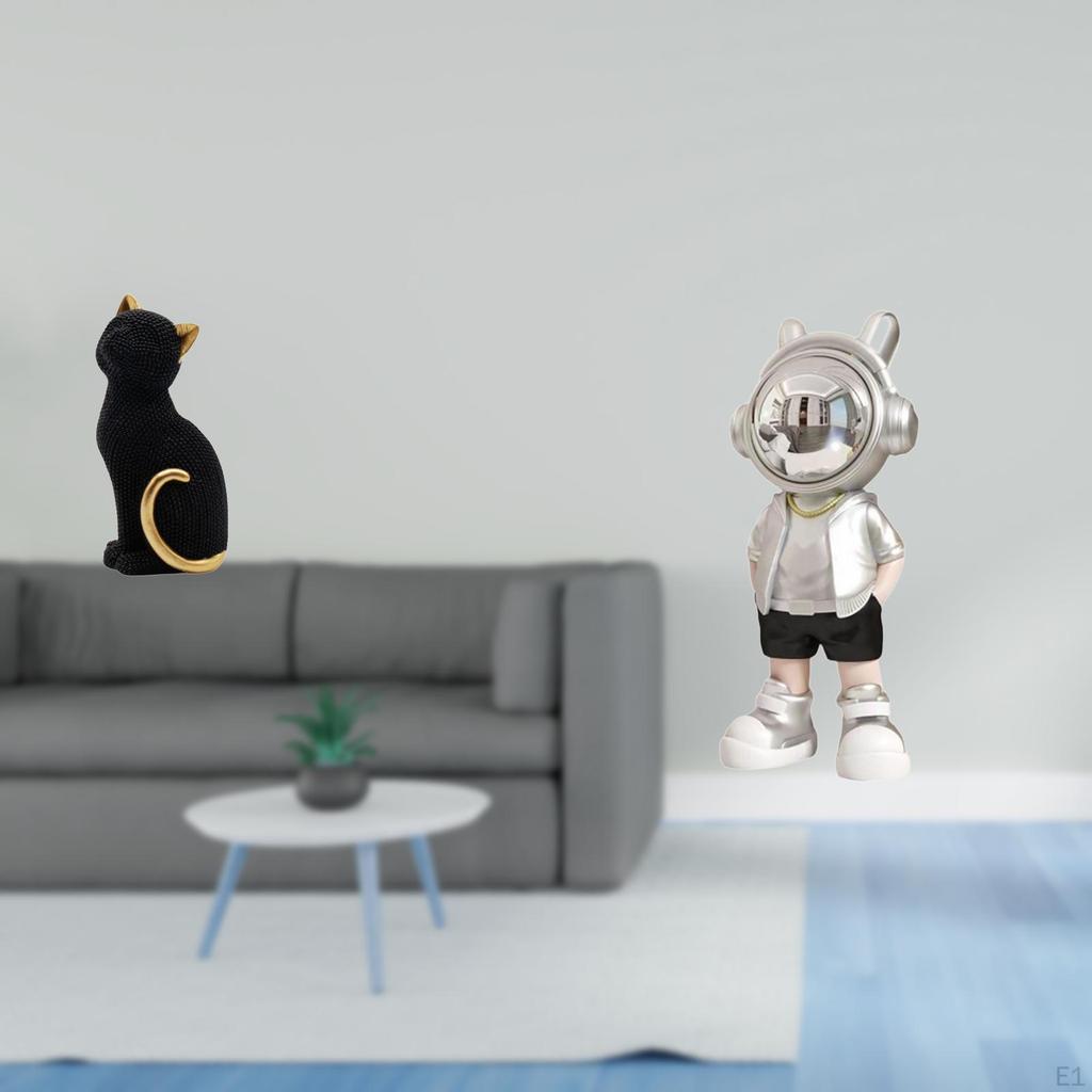 Resin Cat Astronaut Statue Decorative Figurine Collectible Ornament Animal Sculpture for Entrance