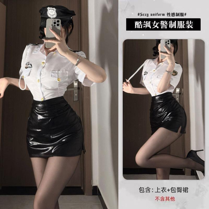 Policewoman Professional Uniform Temptation Cosplay Tights Hip Skirt Game Dress Nightclub Performance Sex Dress