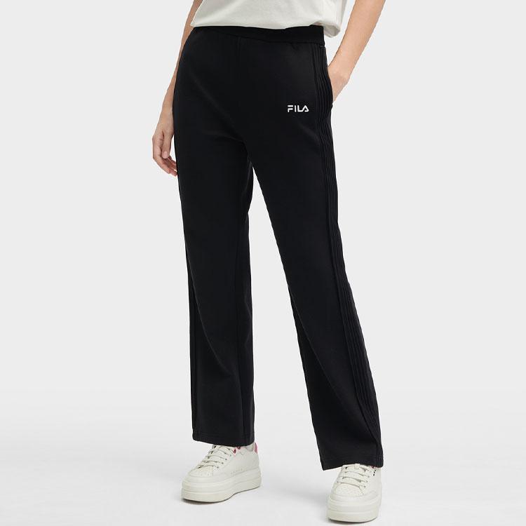 FILA Heritage Series Solid Color Mid Waist Simple Comfortable Straight Leg Casual Pants Women bottoms Black F11W418609F-BK