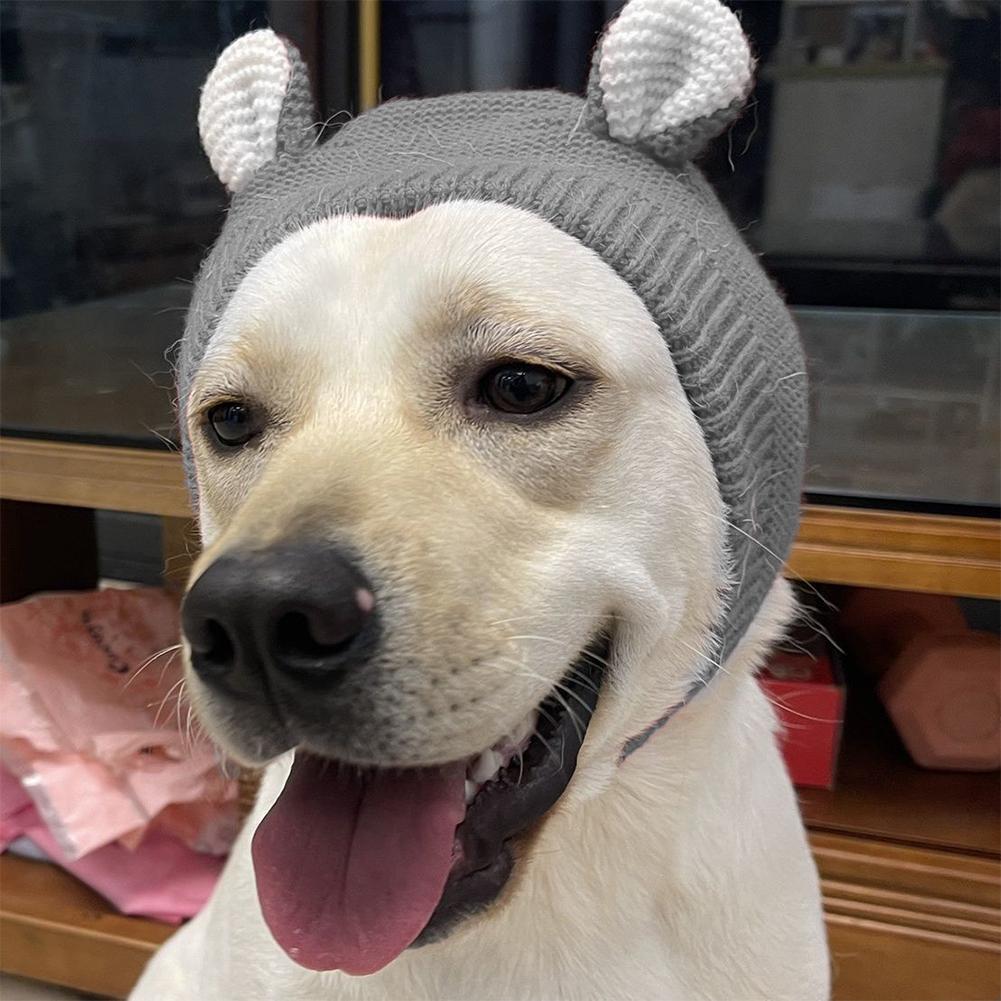 Winter Warm Dog Hat Ear Muffs Noise Protection Windproof Pet Ears Covers Knitted Earmuffs For Small Medium Puppy Accessories