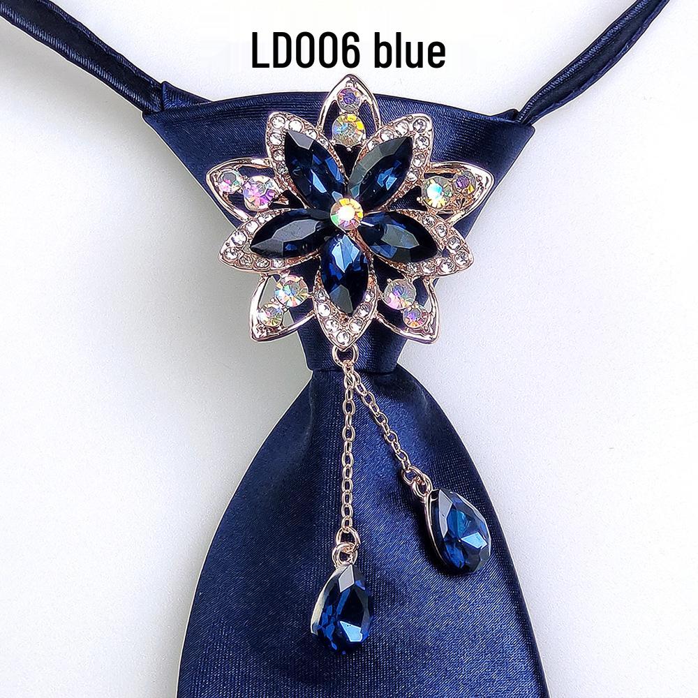 Broche en Cristal Élégante Européenne et Américaine Cravate Nœud Style Preppy pour Femmes