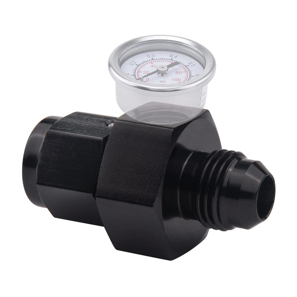 Fuel Pressure Fitting 6AN Male To Female with 1/8 NPT Gauge Port Hose Adapter