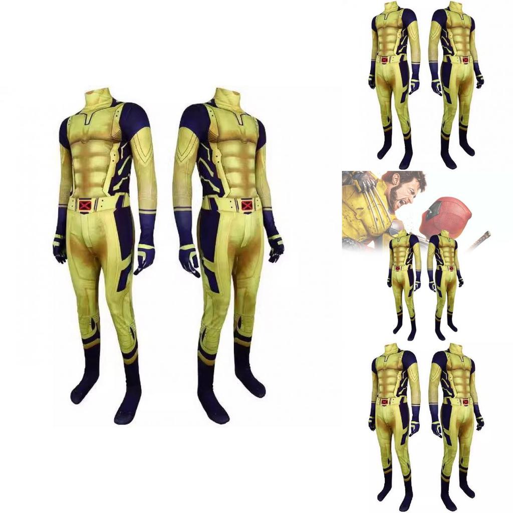 Wolverine Superhero Cosplay Bodysuit For Kids With Spandex Fabric Halloween Costume
