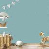 Turquoise and light gray striped wallpaper for living room and bedroom 50x1000