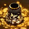 Solar Butterfly Cone Lantern Light - Hollow-Carved Metal Shadow Lamp, Waterproof Hanging Decor for Garden, Patio & Porch
