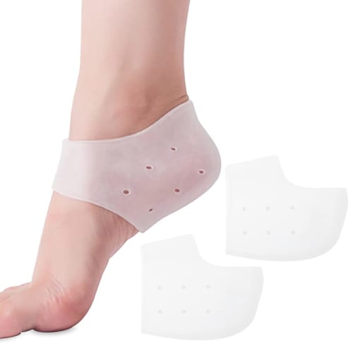 HappyHome Heel Protection Support Cover, Moisturizing, Prevents Blisters, Shock Absorption, Foot Cushion Insoles, Ambidextrous, 2-Pack (Semi-Transpare