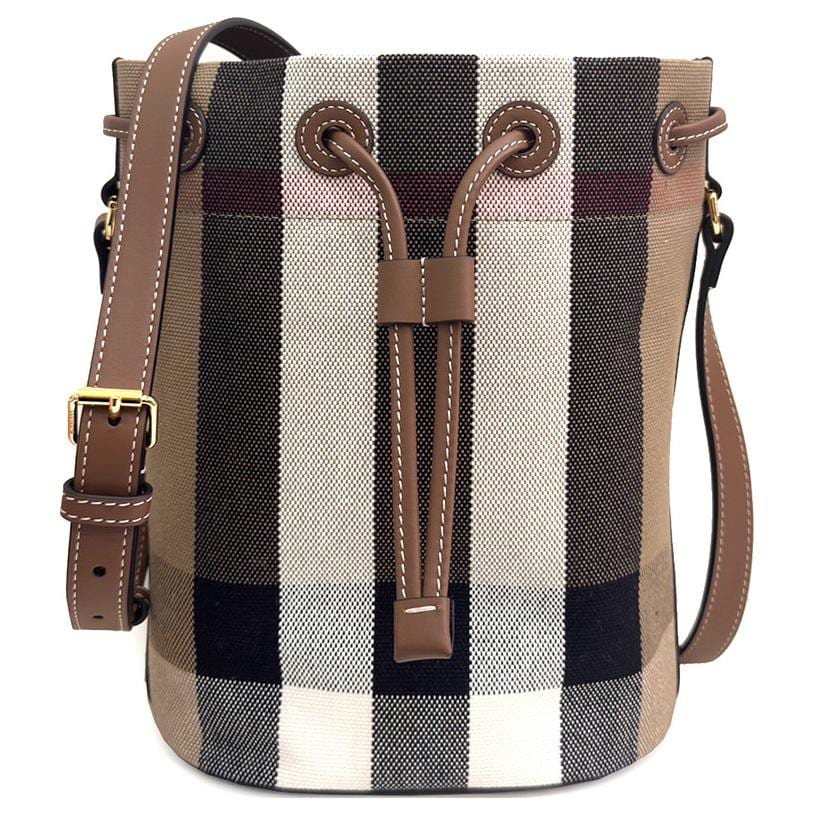 Burberry Cotton Linen Blend With Cow Leather Crossbody Bags Women's Brown 80840451