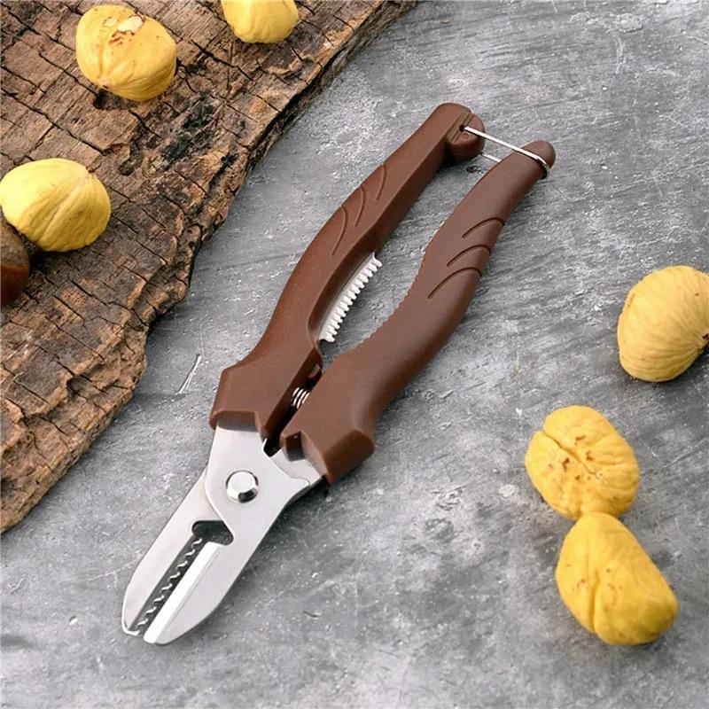 Multipurpose Chestnut Scissors Peeler Chestnut Shell Peeling and Leather Clip Cross Cutting Knife Chestnut Peeler For Kitchen