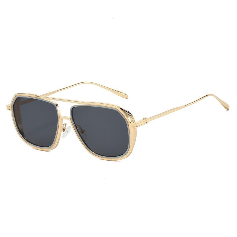 Non-polarized Fashion Steam Punk Double Girder Sunglasses Men Women Metal Square High Definition Driving Eyeglasses