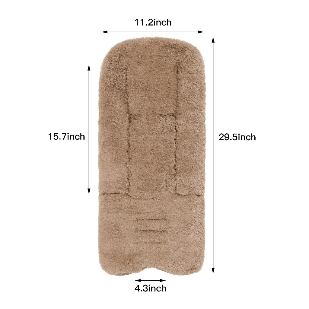 Winter Stroller Seat Cushion, Thick, for Stroller Car Seats and Baby Chairs, with Backrest, Warm, Fluffy, Faux Fur Fabric, Washable, Solid Color, for
