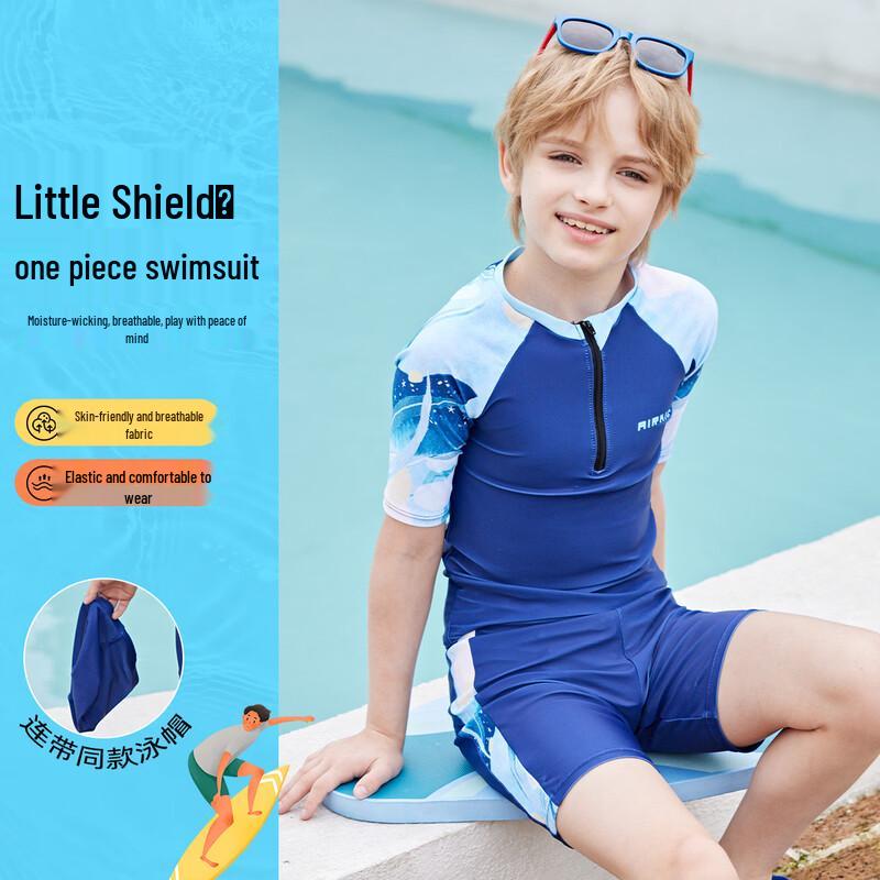 ABC KIDS 2026 Summer Boys  Two-Piece Swimsuit Set with Cap 160