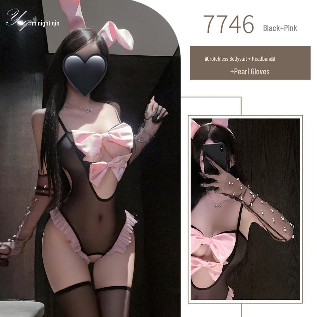 Flirty Backless Crotchless Bunny Bodysuit for Role Play