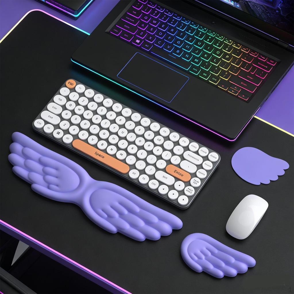 Angel Wing Keyboard Mice Wrist Computer Arm Rest Nonslip Coaster Cushion for Game Typing Office
