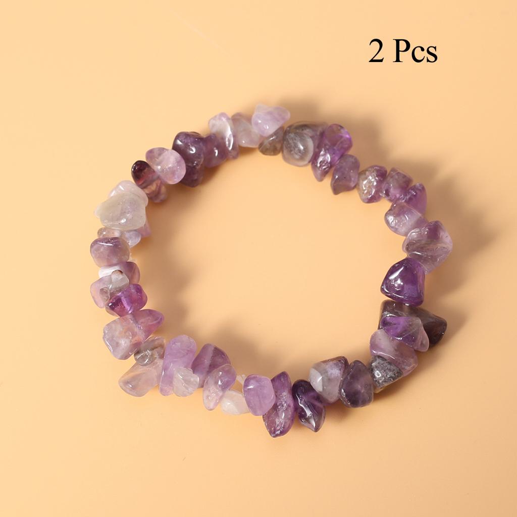 2Pcs, Healing Crystals Bracelet Jewelry, Chakra Natural Stone Gravel for Energy, Protection, Luck, Gift for Yoga Meditation, 18cm