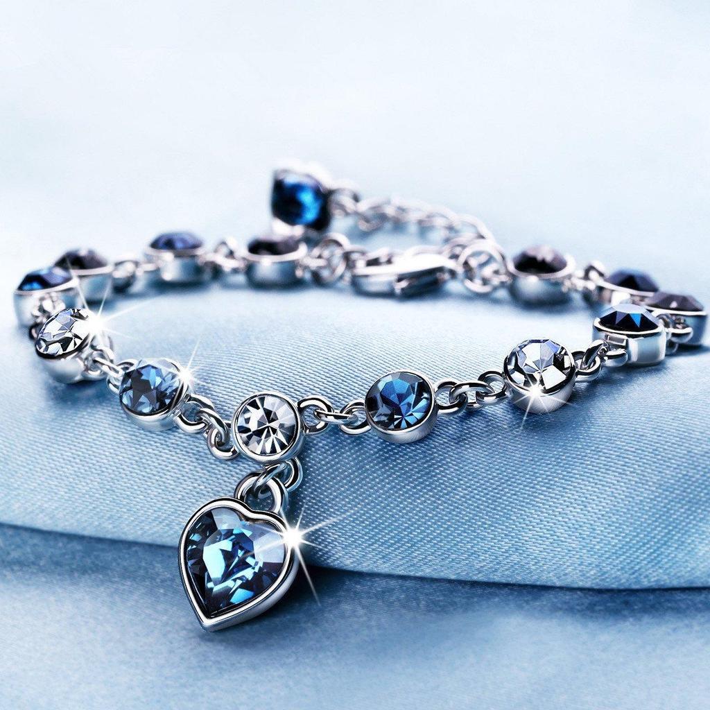 18k Rhodium Plated Antique Blue charm Bracelet for Girls