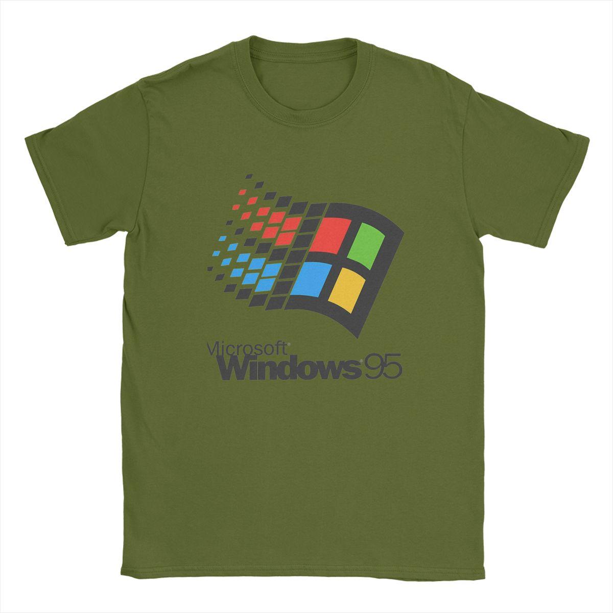 

Microsofts Windows95 Logo Classic Men T Shirts Computer System Fun Novelty Tee Short Sleeve Round Neck T-Shirts Cotton 4XL
