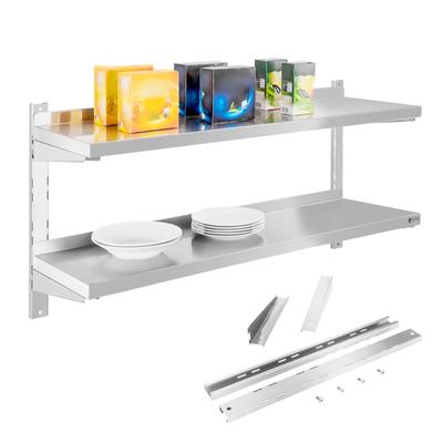Estante de pared de doble pared de acero, ajustable, 120 cm