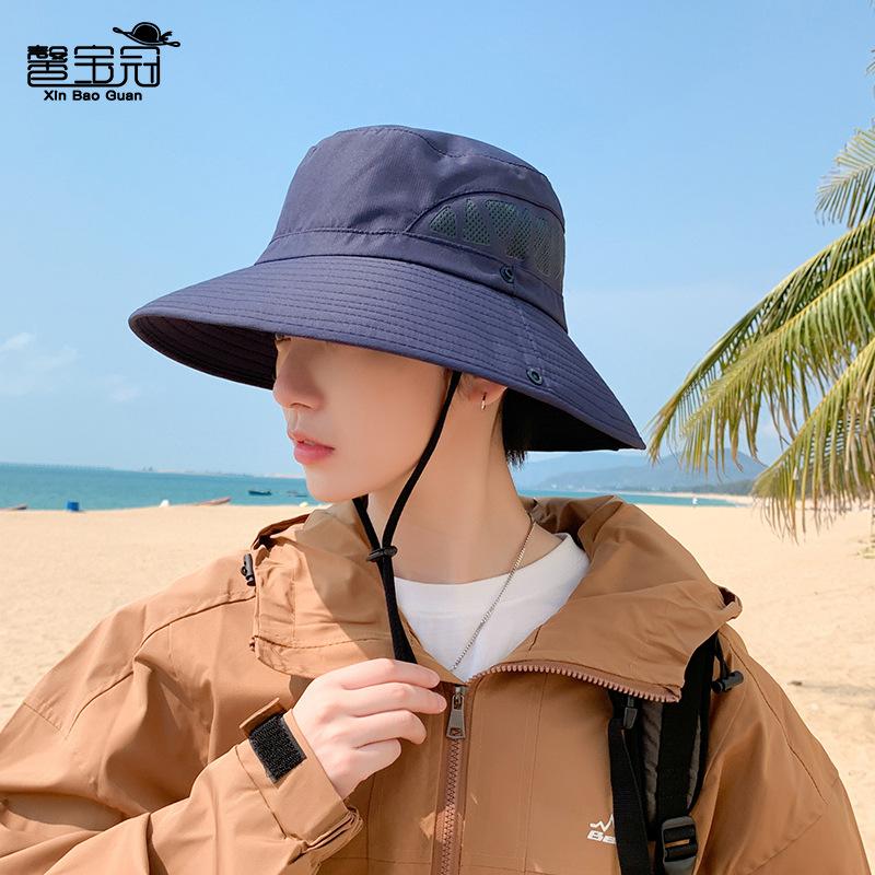 9250 Summer Men's Sun Hat Outdoor Mountaineering Fishing Sun Hat Breathable Mesh Big Eaves Bucket Hat