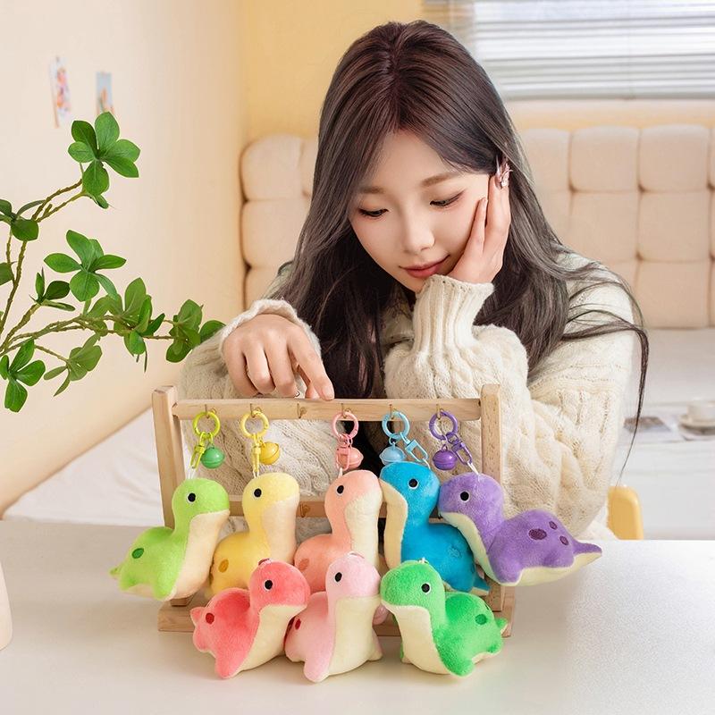 Bai Fen Bai Dolls And Toys Light Green Cute Little Green Dinosaur Pendant Plush Toy Doll Tyrannosaurus Rex Doll Children's Bag Keychain Rag Doll